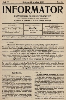 Informator : uniwersalny organ informacyjny. 1907, nr 36