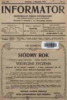 Informator : uniwersalny organ informacyjny. 1910, nr 1