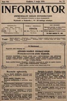 Informator : uniwersalny organ informacyjny. 1910, nr 13