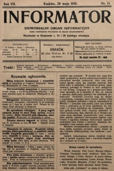 Informator : uniwersalny organ informacyjny. 1910, nr 15