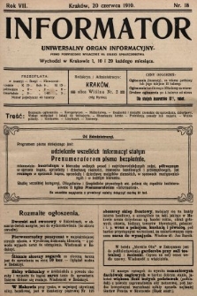 Informator : uniwersalny organ informacyjny. 1910, nr 18