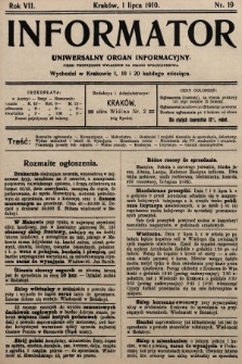 Informator : uniwersalny organ informacyjny. 1910, nr 19