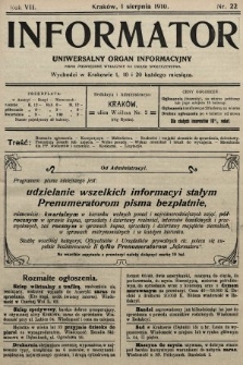 Informator : uniwersalny organ informacyjny. 1910, nr 22
