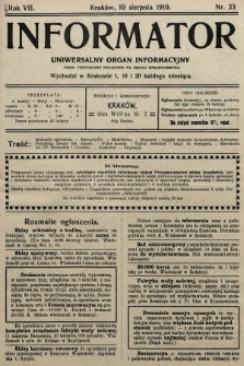 Informator : uniwersalny organ informacyjny. 1910, nr 23
