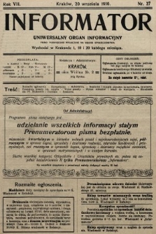 Informator : uniwersalny organ informacyjny. 1910, nr 27