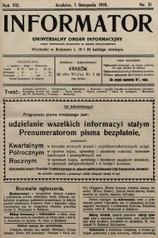 Informator : uniwersalny organ informacyjny. 1910, nr 31