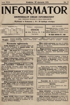 Informator : uniwersalny organ informacyjny. 1911, nr 2