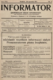 Informator : uniwersalny organ informacyjny. 1911, nr 3