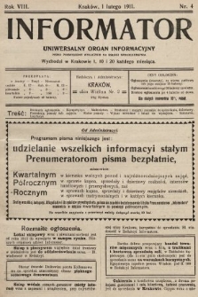 Informator : uniwersalny organ informacyjny. 1911, nr 4