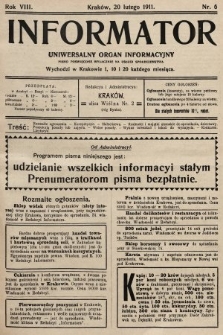 Informator : uniwersalny organ informacyjny. 1911, nr 6