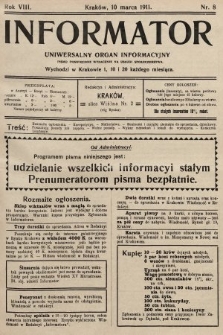 Informator : uniwersalny organ informacyjny. 1911, nr 8