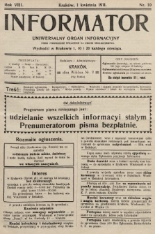 Informator : uniwersalny organ informacyjny. 1911, nr 10