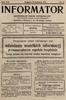 Informator : uniwersalny organ informacyjny. 1911, nr 11