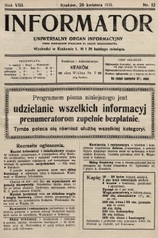 Informator : uniwersalny organ informacyjny. 1911, nr 12