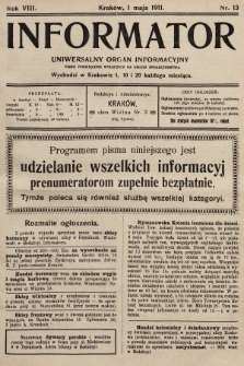 Informator : uniwersalny organ informacyjny. 1911, nr 13