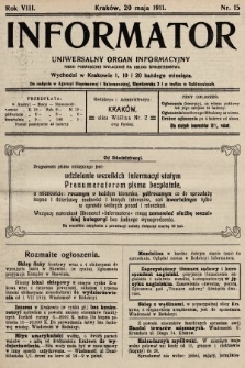 Informator : uniwersalny organ informacyjny. 1911, nr 15