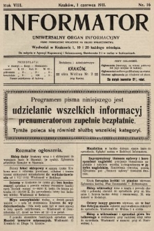 Informator : uniwersalny organ informacyjny. 1911, nr 16