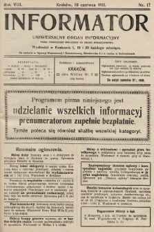 Informator : uniwersalny organ informacyjny. 1911, nr 17