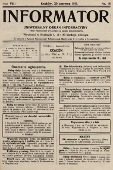 Informator : uniwersalny organ informacyjny. 1911, nr 18