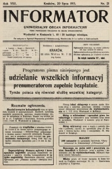 Informator : uniwersalny organ informacyjny. 1911, nr 21