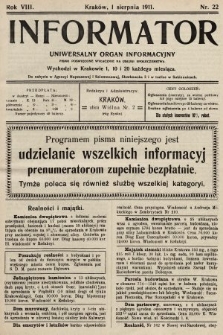 Informator : uniwersalny organ informacyjny. 1911, nr 22
