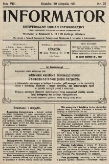 Informator : uniwersalny organ informacyjny. 1911, nr 23