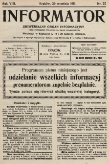 Informator : uniwersalny organ informacyjny. 1911, nr 27