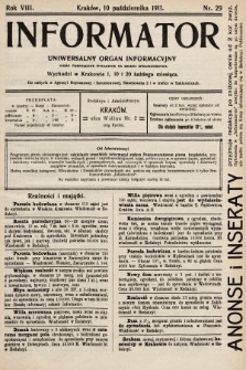 Informator : uniwersalny organ informacyjny. 1911, nr 29