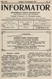 Informator : uniwersalny organ informacyjny. 1911, nr 33