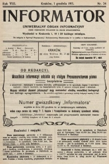 Informator : uniwersalny organ informacyjny. 1911, nr 34