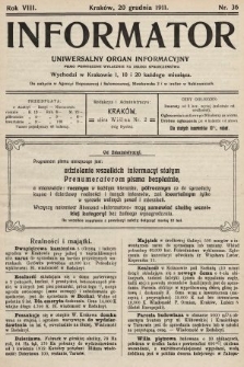 Informator : uniwersalny organ informacyjny. 1911, nr 36