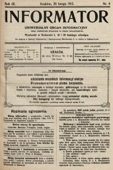 Informator : uniwersalny organ informacyjny. 1912, nr 6