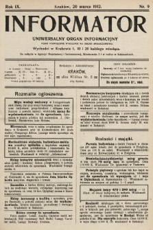 Informator : uniwersalny organ informacyjny. 1912, nr 9