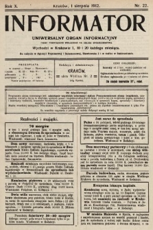 Informator : uniwersalny organ informacyjny. 1912, nr 22
