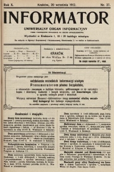 Informator : uniwersalny organ informacyjny. 1912, nr 27
