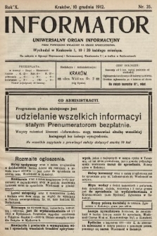 Informator : uniwersalny organ informacyjny. 1912, nr 35