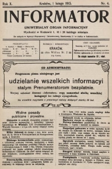 Informator : uniwersalny organ informacyjny. 1913, nr 4