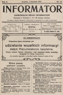 Informator : uniwersalny organ informacyjny. 1913, nr 10