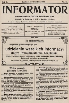 Informator : uniwersalny organ informacyjny. 1913, nr 12