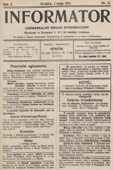 Informator : uniwersalny organ informacyjny. 1913, nr 13