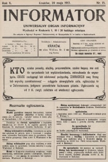Informator : uniwersalny organ informacyjny. 1913, nr 15