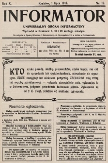 Informator : uniwersalny organ informacyjny. 1913, nr 19