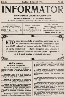 Informator : uniwersalny organ informacyjny. 1913, nr 22