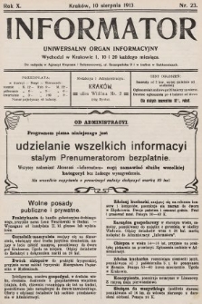 Informator : uniwersalny organ informacyjny. 1913, nr 23