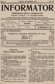 Informator : uniwersalny organ informacyjny. 1913, nr 36
