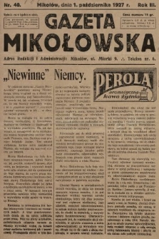 Gazeta Mikołowska. 1927, nr 40