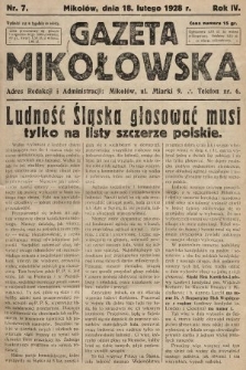 Gazeta Mikołowska. 1928, nr 7