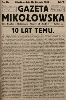 Gazeta Mikołowska. 1929, nr 33