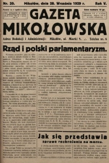 Gazeta Mikołowska. 1929, nr 39