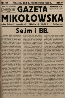Gazeta Mikołowska. 1929, nr 40
